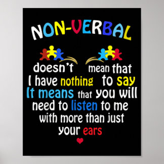 I Have Nonverbal Autism Awareness Puzzle Piece Poster