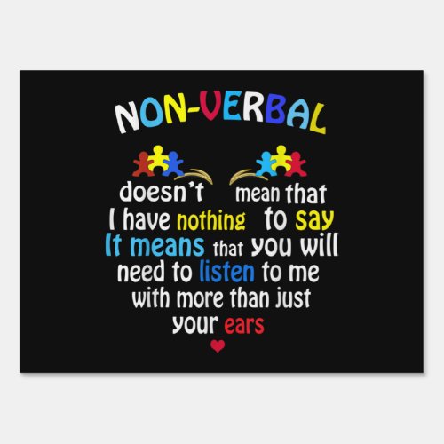 I Have Nonverbal Autism Awareness Puzzle Piece Sign