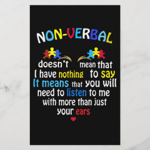 I Have Nonverbal Autism Awareness Puzzle Piece Stationery