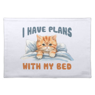 I Have Plans with My Bed – Cozy Orange Cat Cloth Placemat
