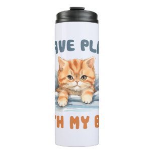 I Have Plans with My Bed – Cozy Orange Cat Thermal Tumbler