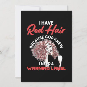 I Have Red Hair Warning Label Redhead Ginger Gift Invitation