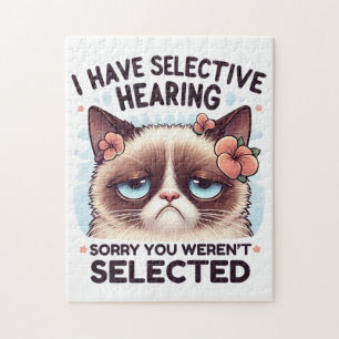 I Have Selective Hearing Funny Cat Lover Gift Jigsaw Puzzle