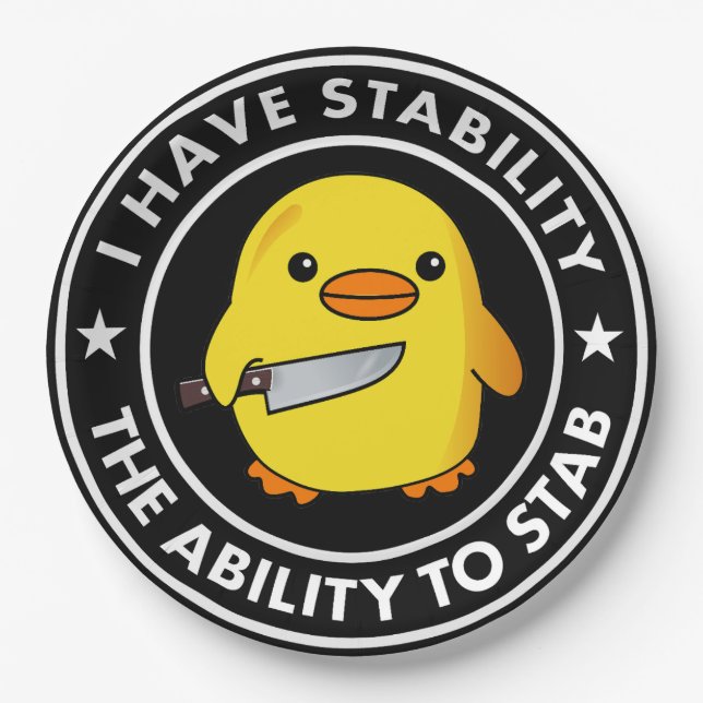 I Have Stability Ability To Stab Funny Paper Plates (Front)