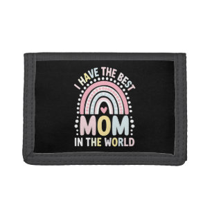 I Have The Best Mom In The World Boho Rainbow Trifold Wallet