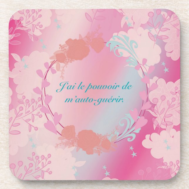 I have the power to heal myself beverage coaster (Front)