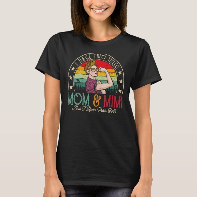 I Have Two Titles Mom And Mimi Women Leopard Vinta T-Shirt (Front)