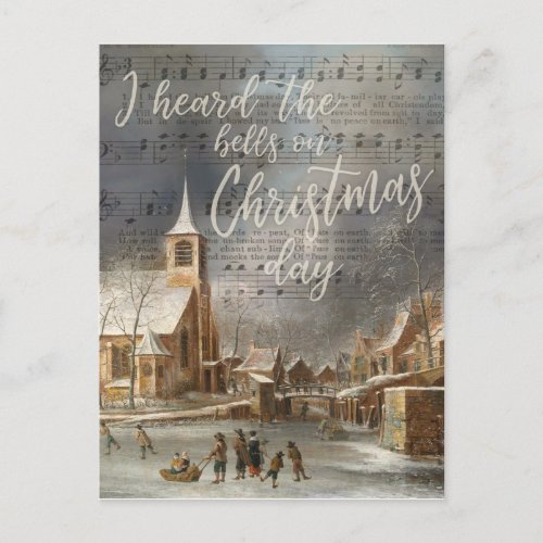 I Heard the Bells on Christmas Day Vintage Church Postcard