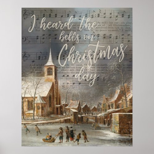 I Heard the Bells on Christmas Day Vintage Church Poster