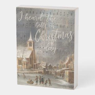 I Heard the Bells on Christmas Day, Vintage Church Wooden Box Sign