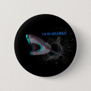 I Heart 3D Sharks Button