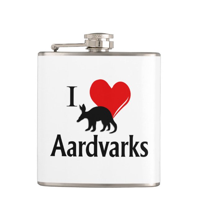 I Heart Aardvarks Flask (Front)