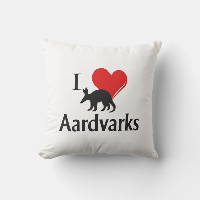 I Heart Aardvarks Outdoor Pillow (Front)