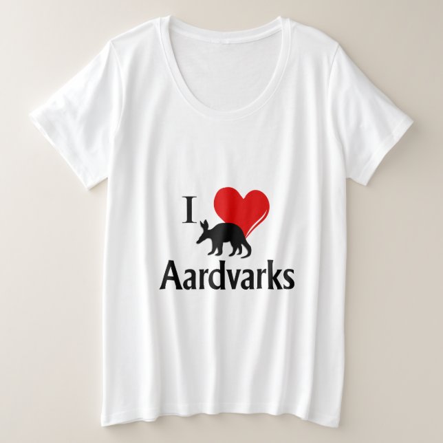 I Heart Aardvarks Plus Size T-Shirt (Design Front)