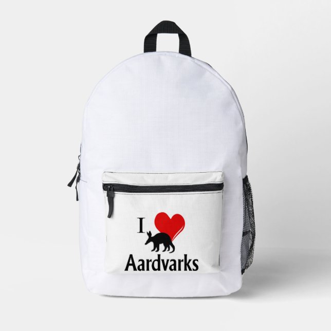 I Heart Aardvarks Printed Backpack (Front)