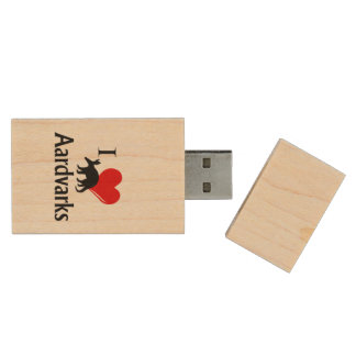 I Heart Aardvarks Wood Flash Drive