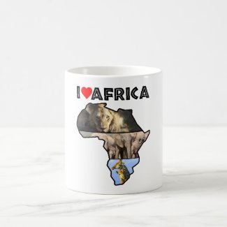 African wildlife mugs with photos of elephants, giraffes, lions, rhinos and more. gifts for wildlife lovers.