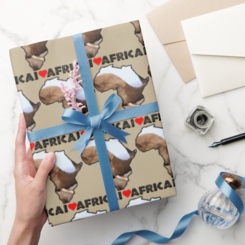 I Heart Africa Map Black Elephant Scents Wrapping Paper