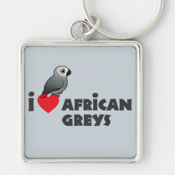 I Heart African Greys Premium Square Keychain