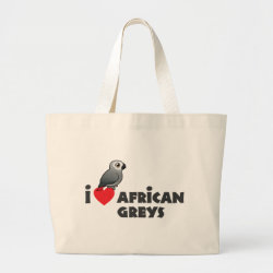 I Heart African Greys Jumbo Tote Bag