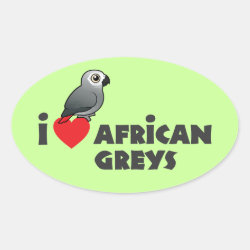 I Heart African Greys Oval Sticker