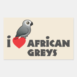I Heart African Greys Rectangle Sticker