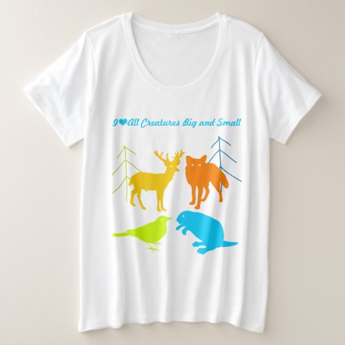 I Heart All Creatures Big and Small Plus Size T_Shirt