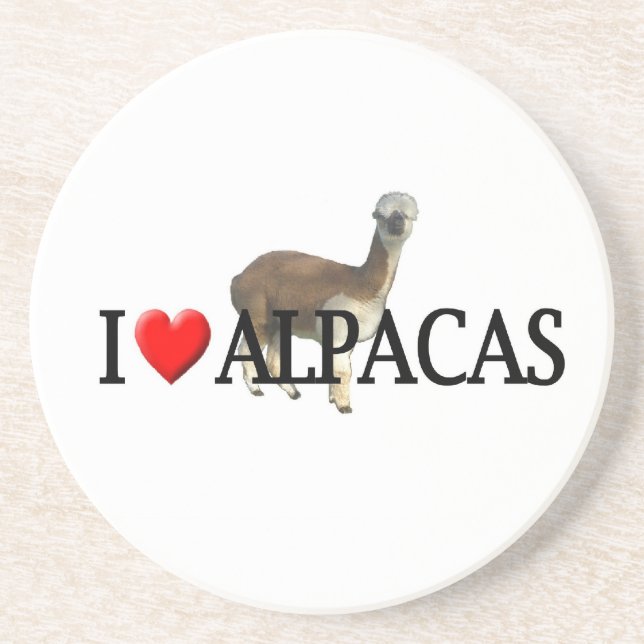 I heart alpacas sandstone coaster (Front)