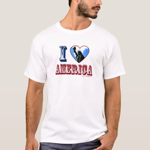 I Heart America Patriotic Slogan T_Shirt