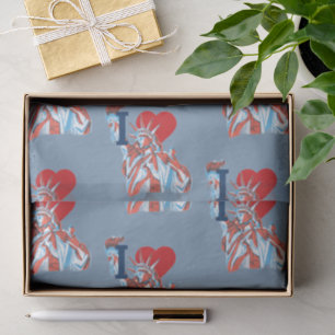 I Heart America Statue of Liberty Harbor Blue Tissue Paper