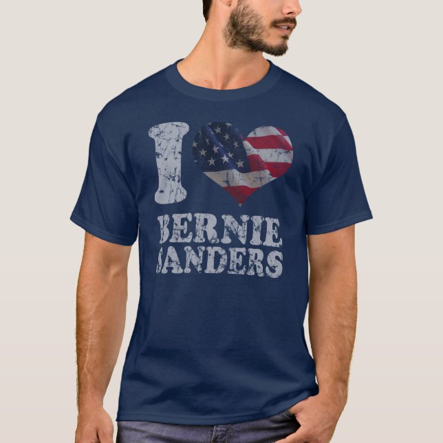 I Heart American Flag Bernie Sanders T-Shirt (Front)