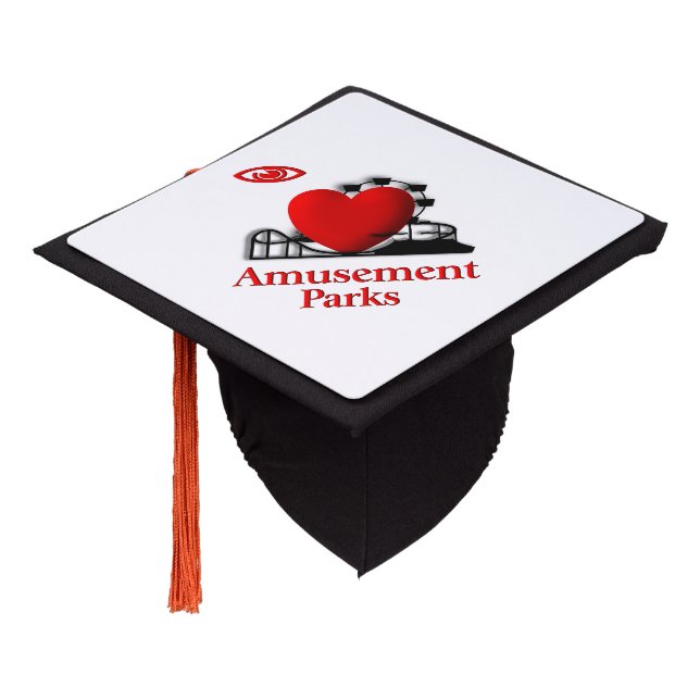 I Heart Amusement Parks Graduation Cap Topper (Angled)