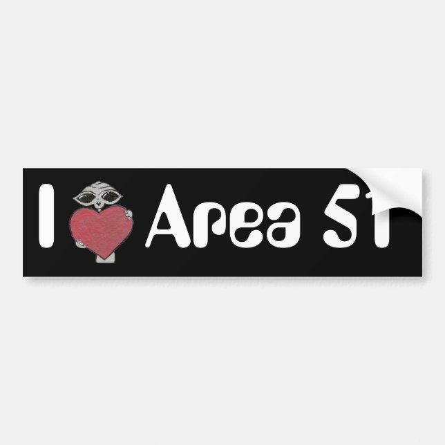 I Heart Area 51 Alien Bumper Sticker (Front)