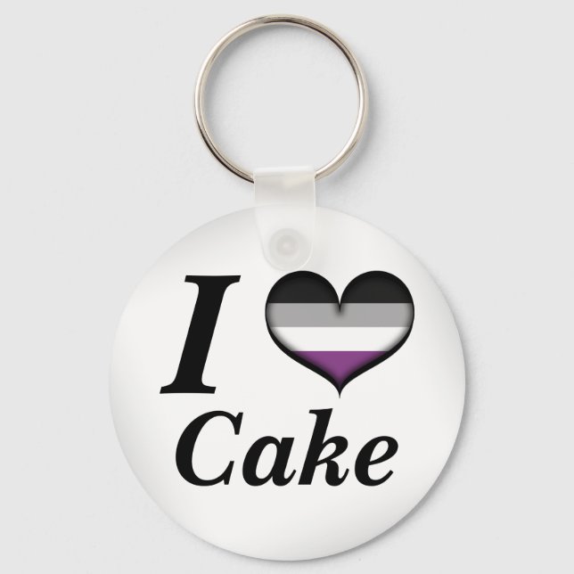 I Heart Asexual Cake Ace Pride Flag Design Keychain (Front)