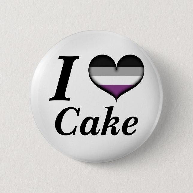 I Heart Asexual Cake Ace Pride Flag Design Pinback Button (Front)