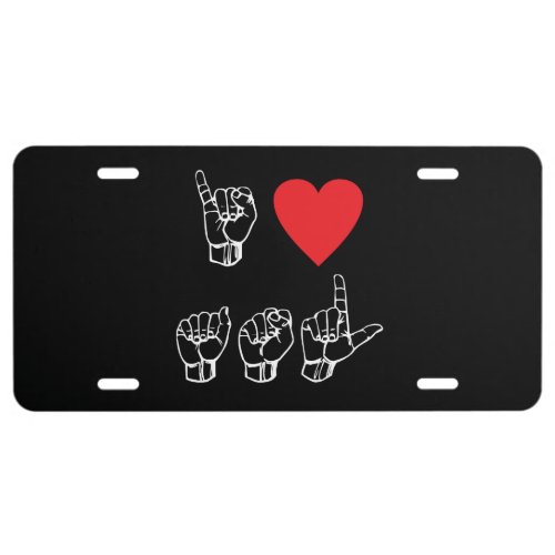 I Heart ASL I Love Sign Language License Plate