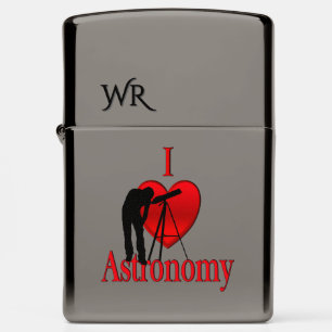 I Heart Astronomy Monogram Zippo Lighter