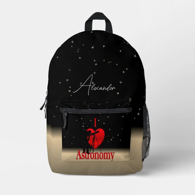 I Heart Astronomy Printed Backpack (Front)