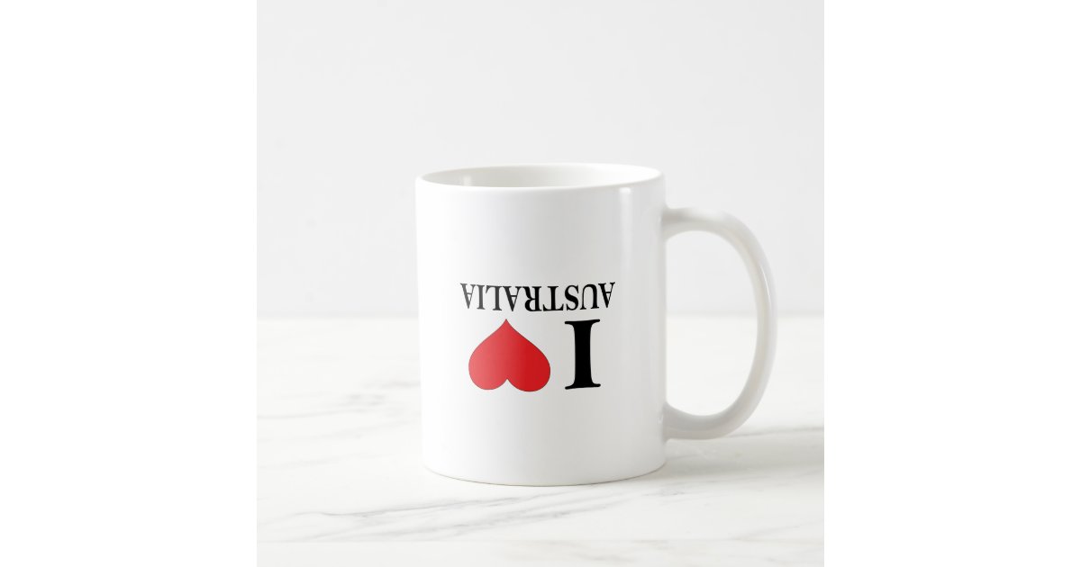 I Heart Australia I Love Australia Upside Down Coffee Mug Zazzle Com