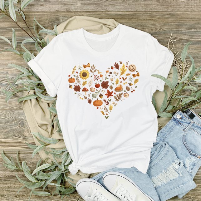 I Heart Autumn Leaves and Pumpkins Thanksgiving T-Shirt (Creator Uploaded)