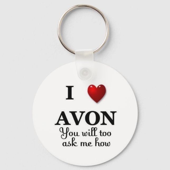 i heart avon ask me how keychain (Front)