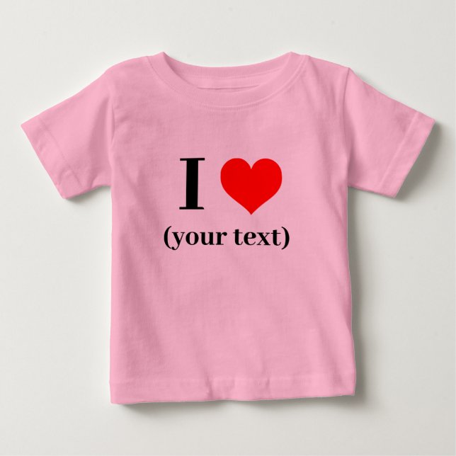I HEART! Baby Fine Jersey T-Shirt - Pink- Custom (Front)