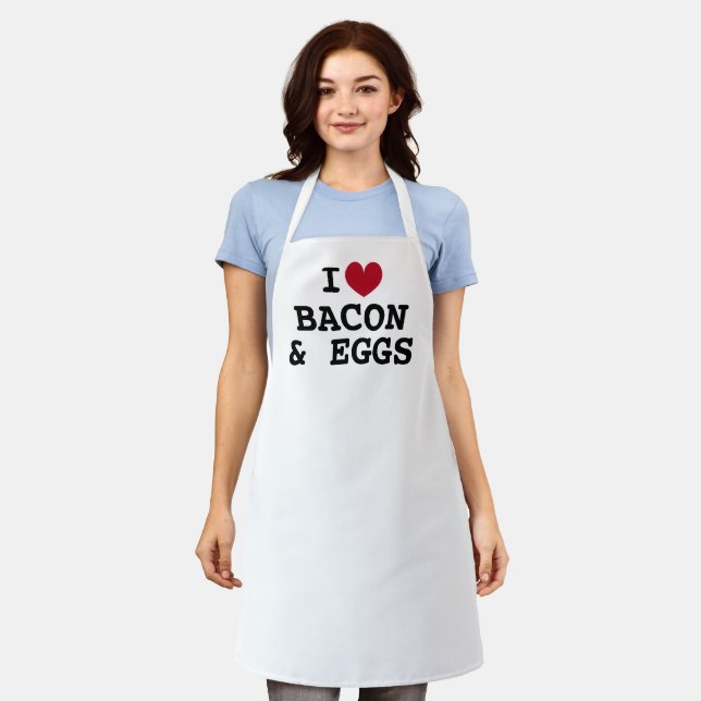 I heart bacon and egss fun breakfast kitchen apron (Worn)