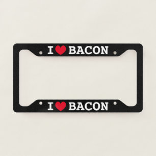 I heart bacon funny car license plate frame
