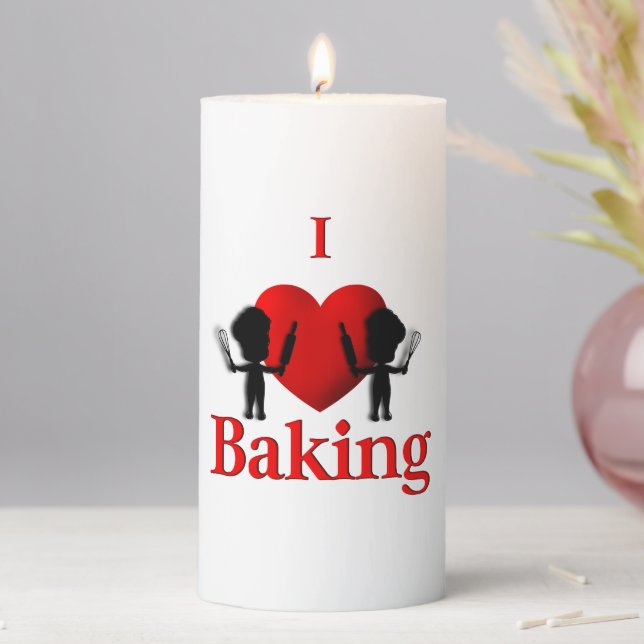 I Heart Baking Bakers Pillar Candle (In Situ)