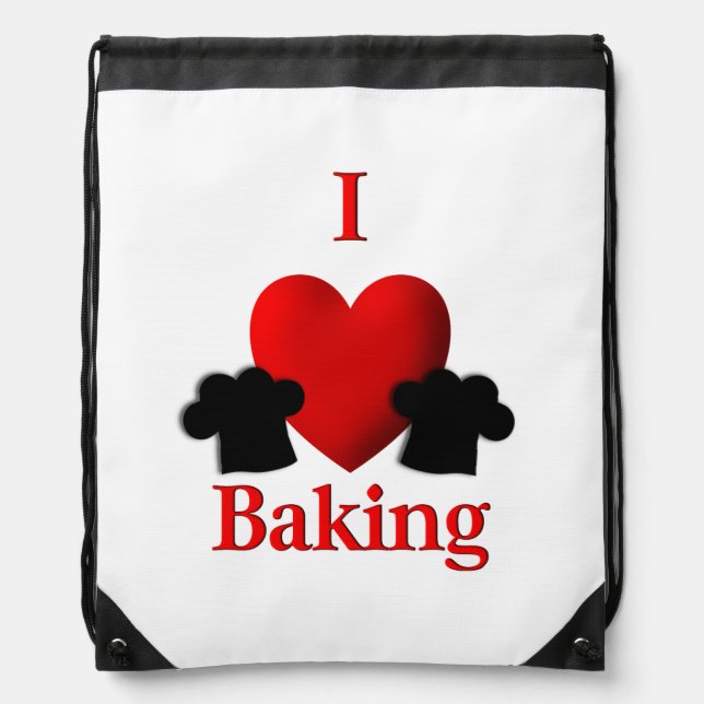 I Heart Baking Double Sided Drawstring Bag (Front)