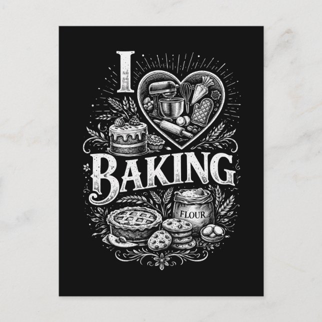 I Heart Baking Postcard (Front)