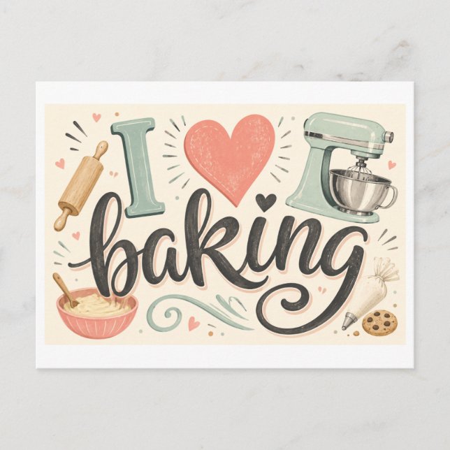 I [Heart] Baking Postcard (Front)