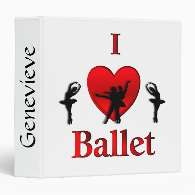 I Heart Ballet Dance 3 Ring Binder (Front/Spine)