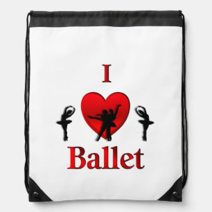 I Heart Ballet Dance Drawstring Bag